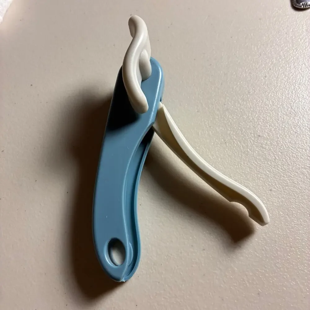 Vintage Blue White Manual Can Opener Handheld Retro Kitchen Gadget MCM